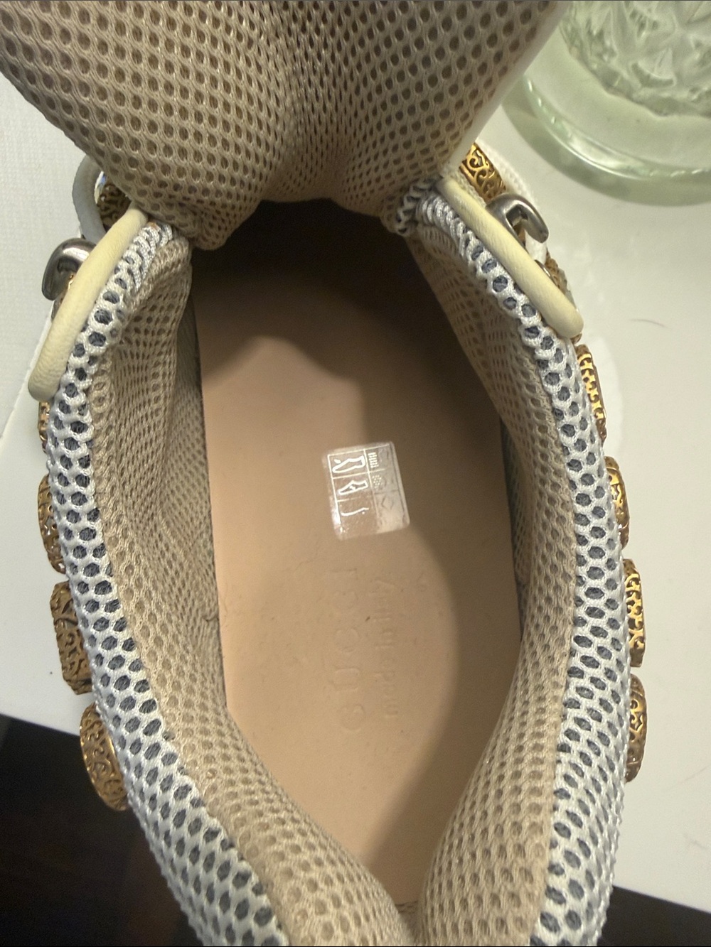 Gucci Cream White Crystal-Strap Chunky Sneakers - Picture 5 of 5